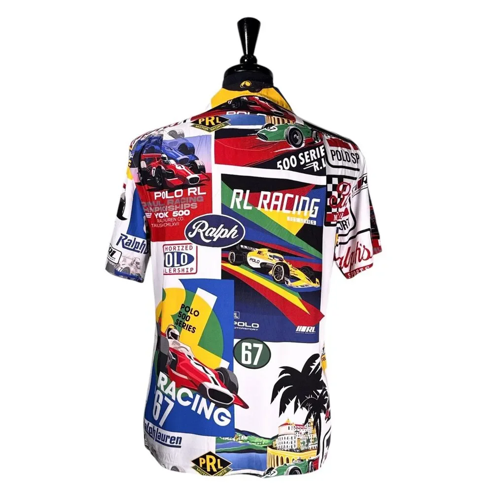 Polo Ralph Lauren Mens Small RL Racing 500 Series Camp Shirt Classic Fit NWT